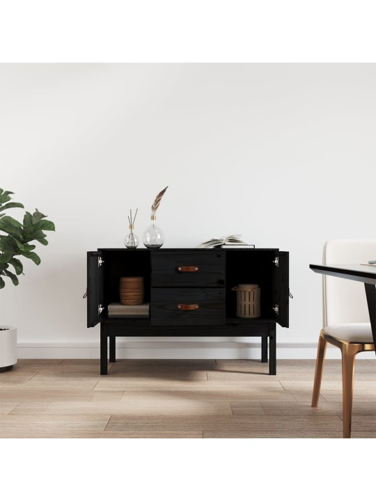 Kumode, melna, 110x40x78 cm, priedes masīvkoks