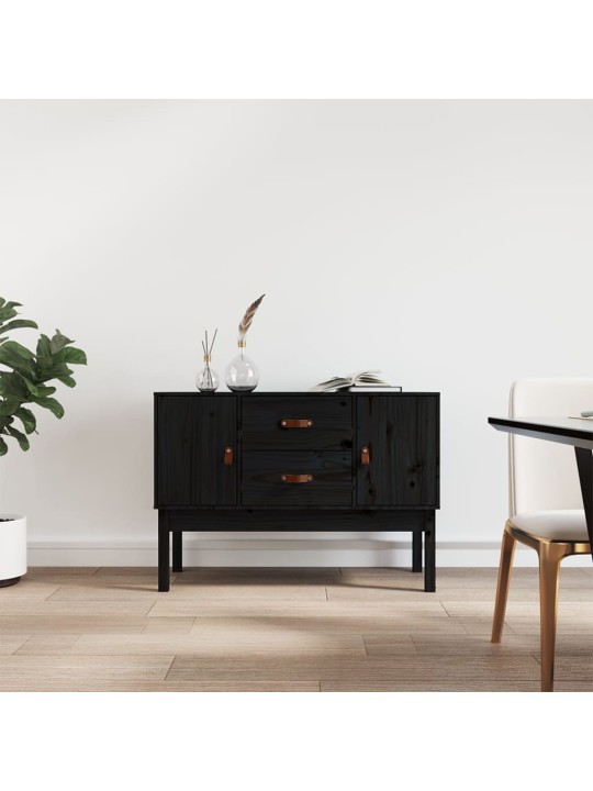Kumode, melna, 110x40x78 cm, priedes masīvkoks
