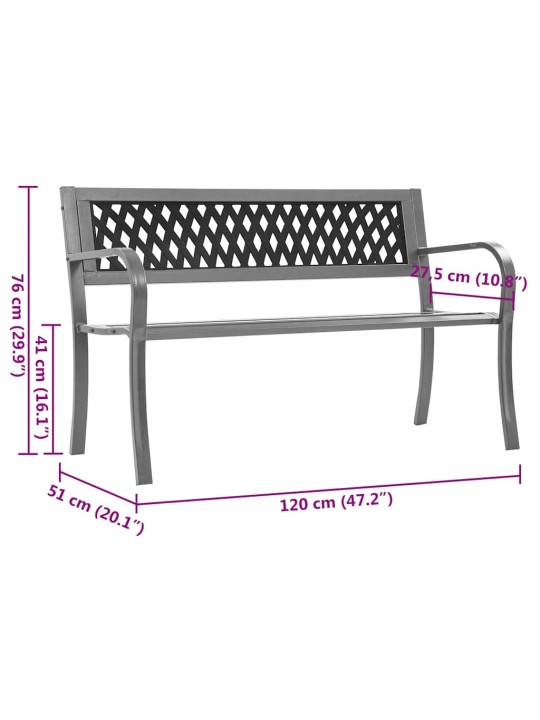 Dārza sols, melns, 120 cm, tērauds