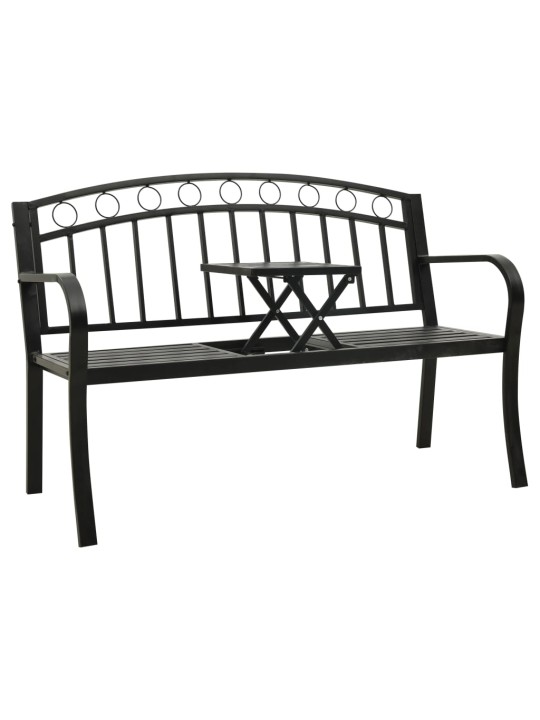 Dārza sols ar galdiņu, melns, 120 cm, tērauds