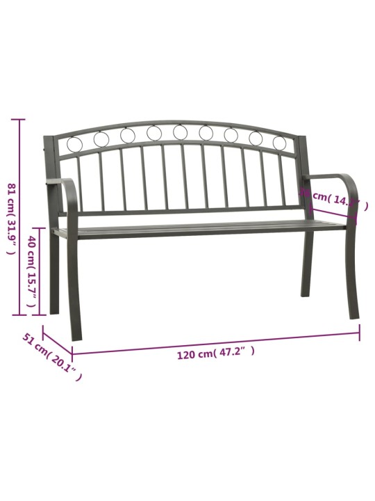 Dārza sols, pelēks, 120 cm, tērauds