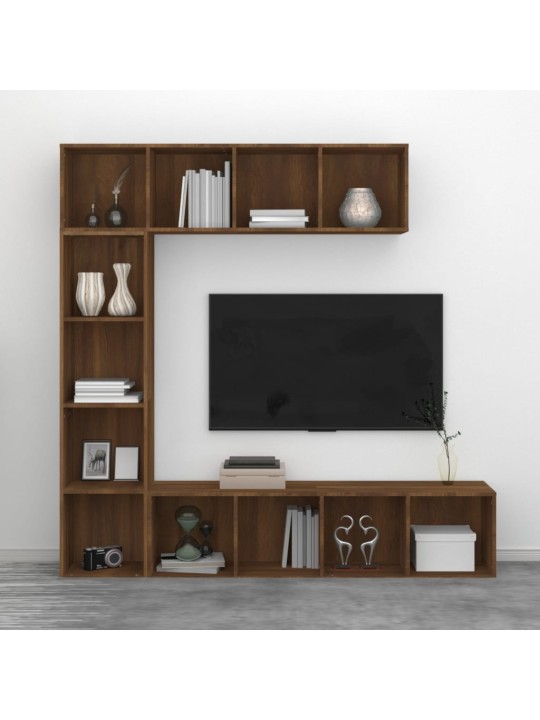 3-daļīgs grāmatu un TV plaukta komplekts, ozola, 180x30x180 cm