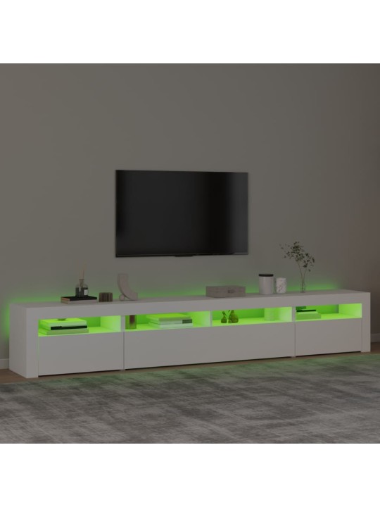 Tv galdiņš ar led apgaismojumu, balts, 240x35x40 cm