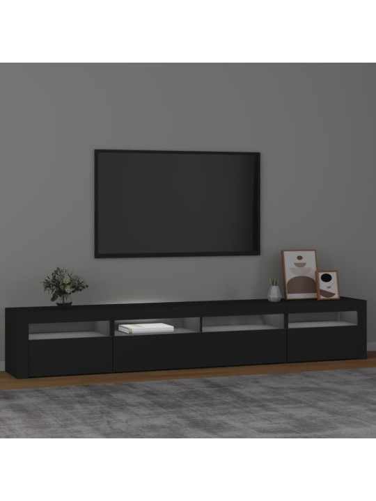 Tv skapītis ar led apgaismojumu, melns, 240x35x40 cm