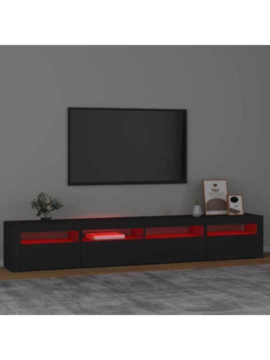 Tv skapītis ar led apgaismojumu, melns, 240x35x40 cm