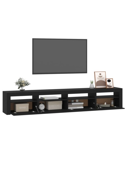Tv skapītis ar led apgaismojumu, melns, 240x35x40 cm