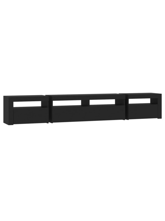Tv skapītis ar led apgaismojumu, melns, 240x35x40 cm