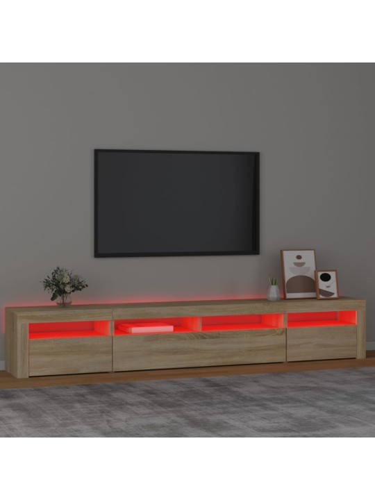 Tv skapītis ar led apgaismojumu, ozolkoka krāsa, 240x35x40 cm