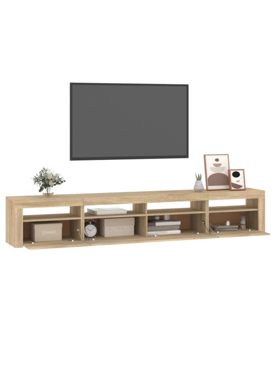 Tv skapītis ar led apgaismojumu, ozolkoka krāsa, 240x35x40 cm