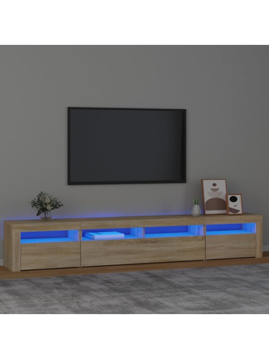Tv skapītis ar led apgaismojumu, ozolkoka krāsa, 240x35x40 cm