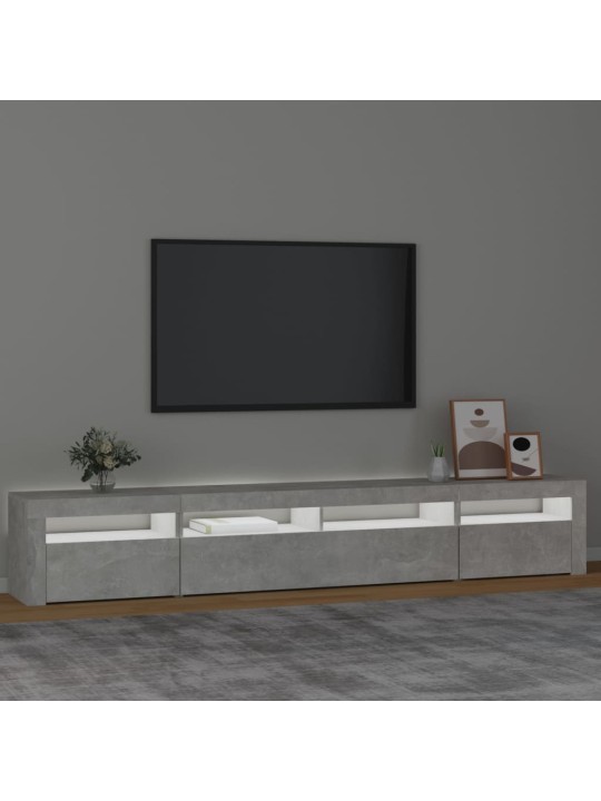 Tv skapītis ar led apgaismojumu, betona pelēks, 240x35x40 cm