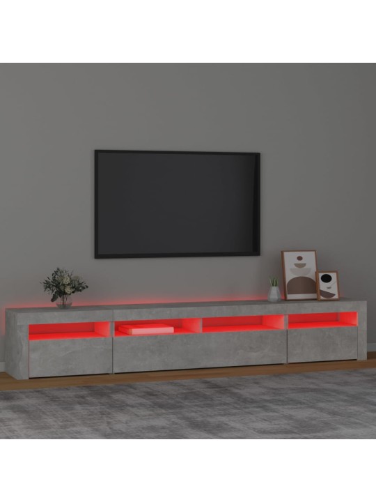 Tv skapītis ar led apgaismojumu, betona pelēks, 240x35x40 cm