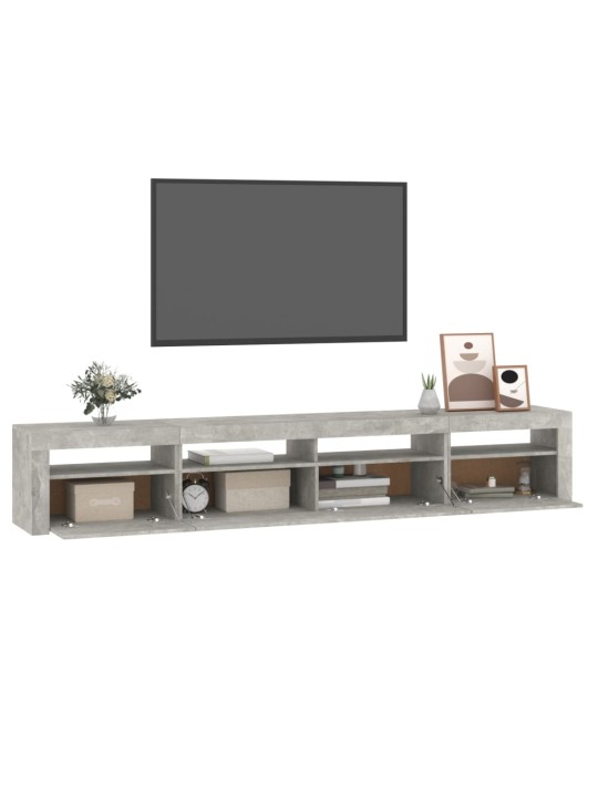 Tv skapītis ar led apgaismojumu, betona pelēks, 240x35x40 cm