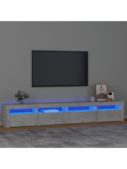 Tv skapītis ar led apgaismojumu, betona pelēks, 240x35x40 cm