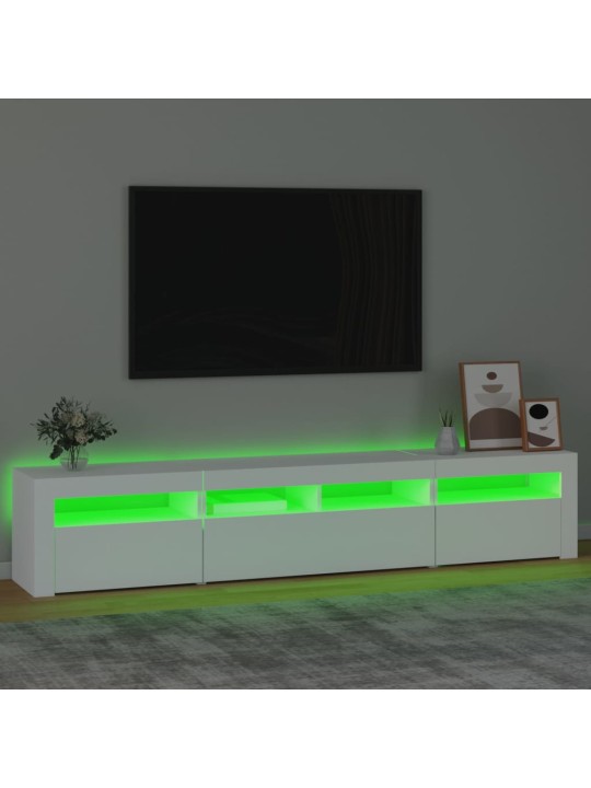 Tv skapītis ar led apgaismojumu, balts, 210x35x40 cm