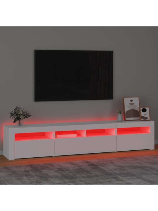 Tv skapītis ar led apgaismojumu, balts, 210x35x40 cm