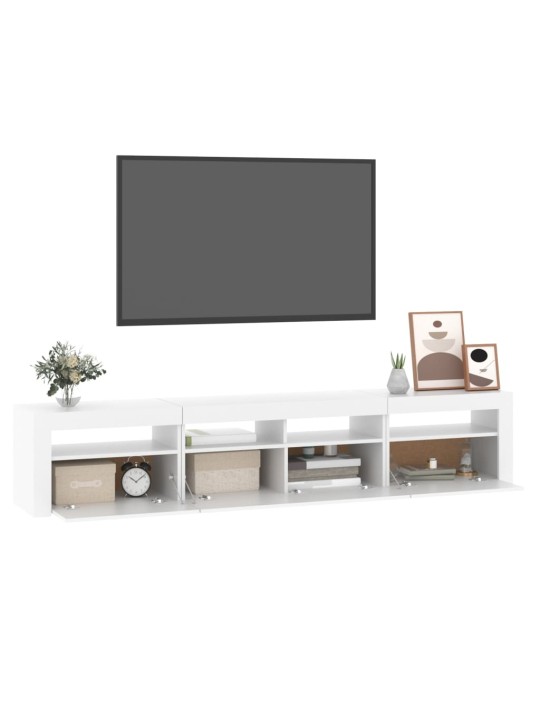 Tv skapītis ar led apgaismojumu, balts, 210x35x40 cm
