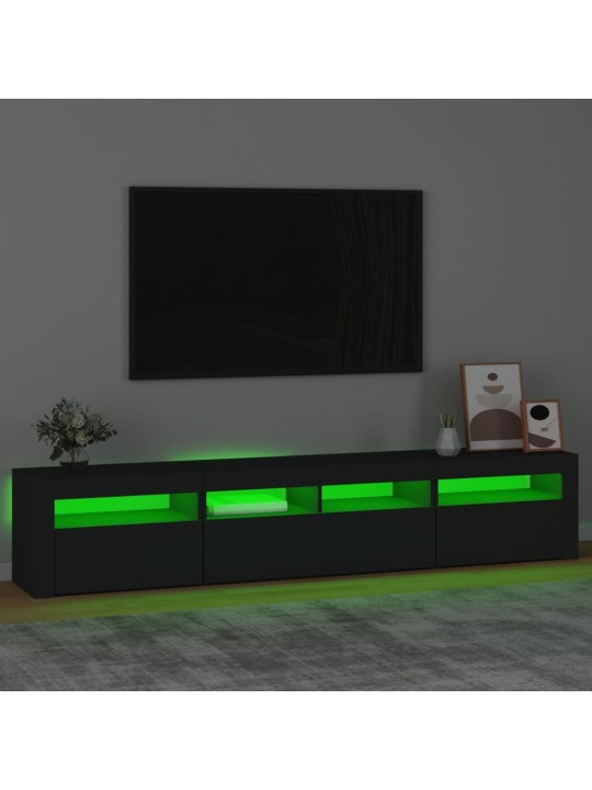 Tv skapītis ar led apgaismojumu, melns, 210x35x40 cm