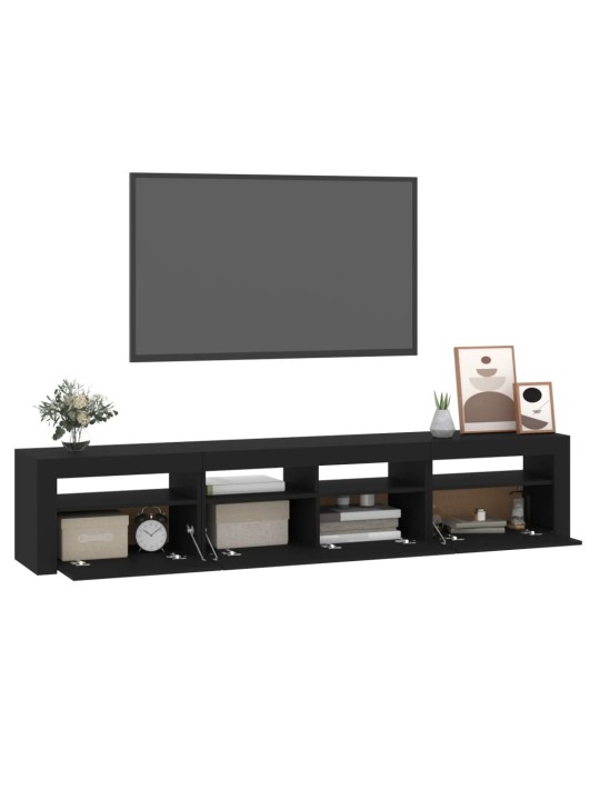 Tv skapītis ar led apgaismojumu, melns, 210x35x40 cm
