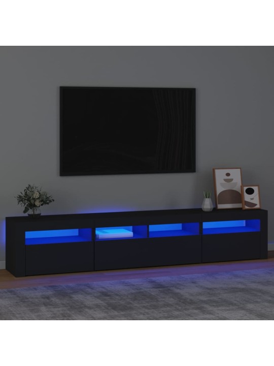 Tv skapītis ar led apgaismojumu, melns, 210x35x40 cm