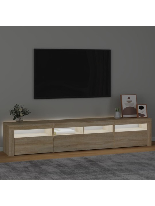 Tv skapītis ar led apgaismojumu, ozolkoka krāsa, 210x35x40 cm