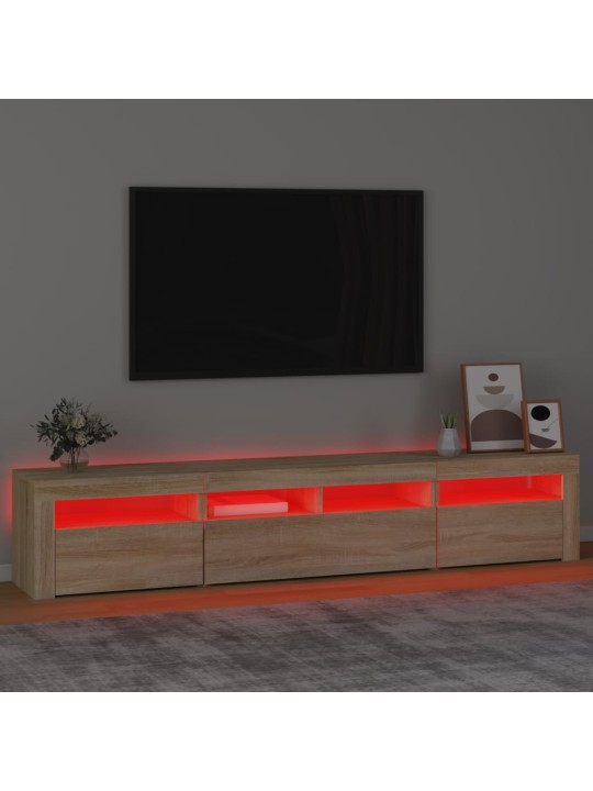Tv skapītis ar led apgaismojumu, ozolkoka krāsa, 210x35x40 cm