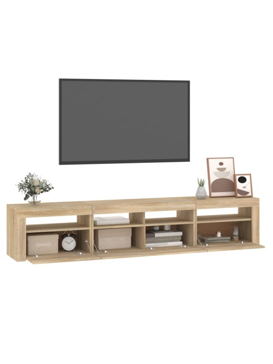 Tv skapītis ar led apgaismojumu, ozolkoka krāsa, 210x35x40 cm