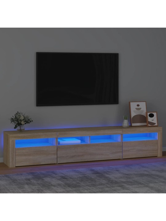 Tv skapītis ar led apgaismojumu, ozolkoka krāsa, 210x35x40 cm