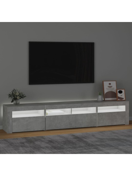 Tv skapītis ar led apgaismojumu, betona pelēks, 210x35x40 cm