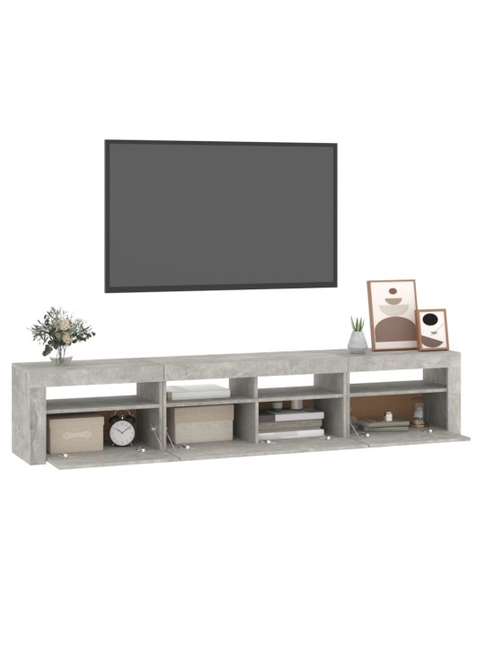 Tv skapītis ar led apgaismojumu, betona pelēks, 210x35x40 cm