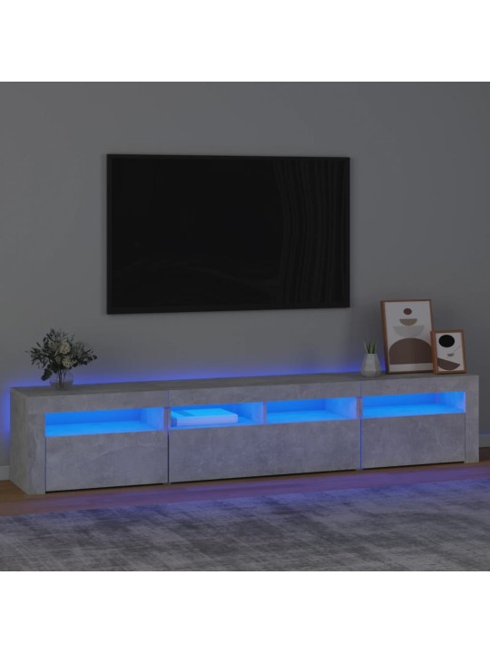 Tv skapītis ar led apgaismojumu, betona pelēks, 210x35x40 cm