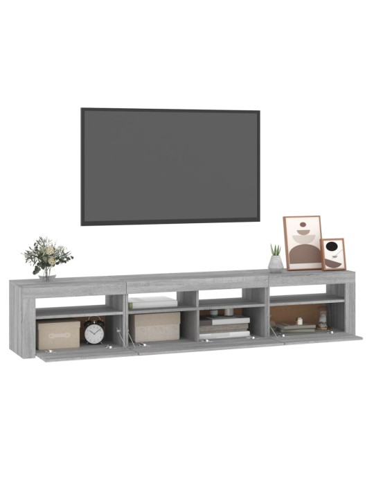 Tv skapītis ar led, pelēka ozolkoka krāsa, 210x35x40 cm
