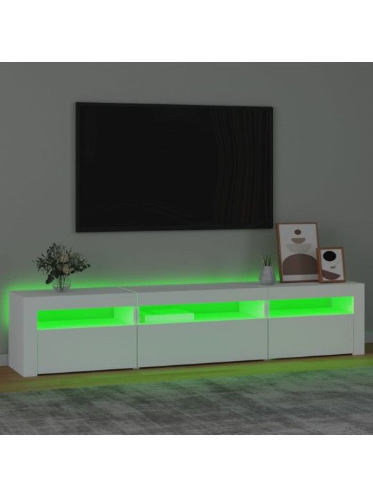 Tv skapītis ar led apgaismojumu, balts, 195x35x40 cm