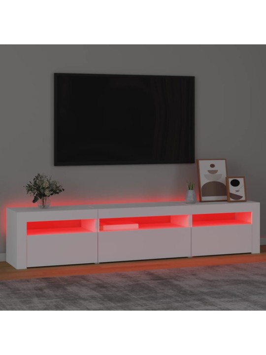 Tv skapītis ar led apgaismojumu, balts, 195x35x40 cm