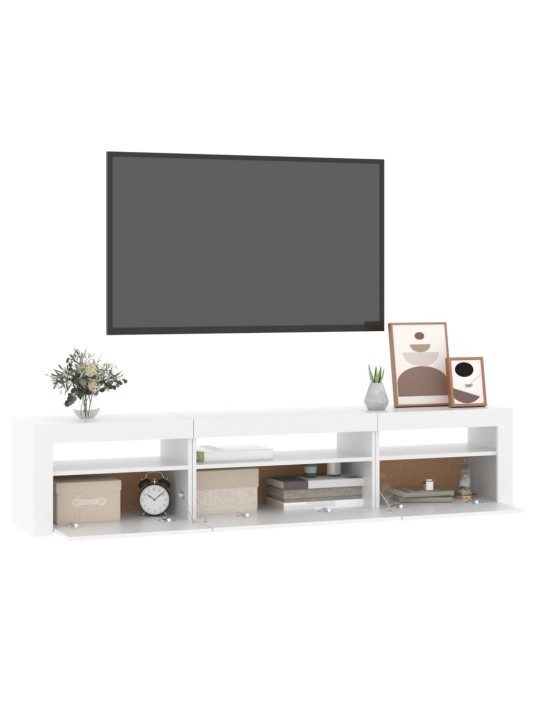 Tv skapītis ar led apgaismojumu, balts, 195x35x40 cm