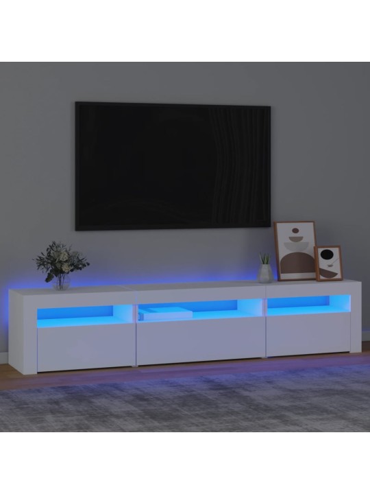 Tv skapītis ar led apgaismojumu, balts, 195x35x40 cm