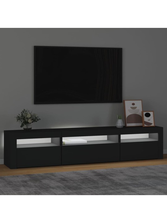 Tv skapītis ar led apgaismojumu, melns, 195x35x40 cm