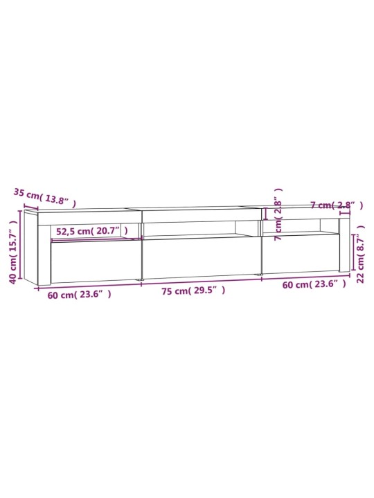 Tv skapītis ar led apgaismojumu, melns, 195x35x40 cm