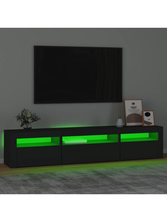 Tv skapītis ar led apgaismojumu, melns, 195x35x40 cm