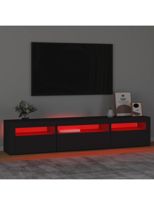 Tv skapītis ar led apgaismojumu, melns, 195x35x40 cm