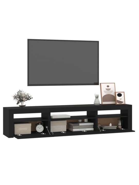 Tv skapītis ar led apgaismojumu, melns, 195x35x40 cm