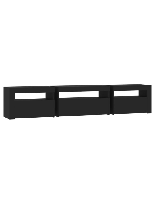Tv skapītis ar led apgaismojumu, melns, 195x35x40 cm
