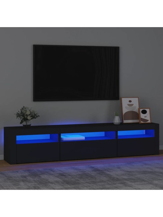 Tv skapītis ar led apgaismojumu, melns, 195x35x40 cm