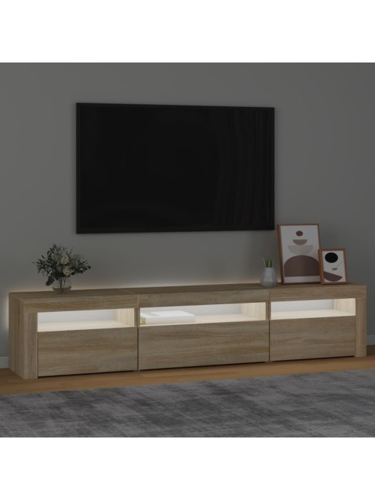 Tv skapītis ar led apgaismojumu, ozolkoka krāsa, 195x35x40 cm