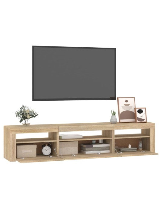Tv skapītis ar led apgaismojumu, ozolkoka krāsa, 195x35x40 cm