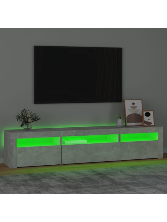 Tv skapītis ar led apgaismojumu, betona pelēks, 195x35x40 cm