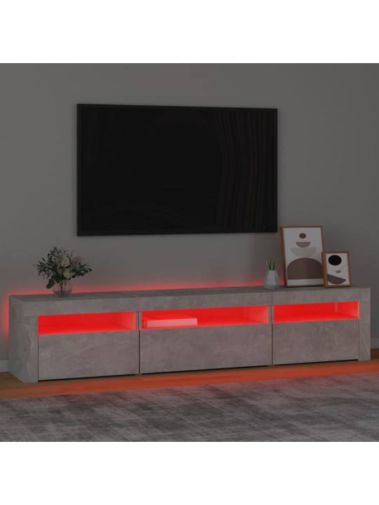 Tv skapītis ar led apgaismojumu, betona pelēks, 195x35x40 cm