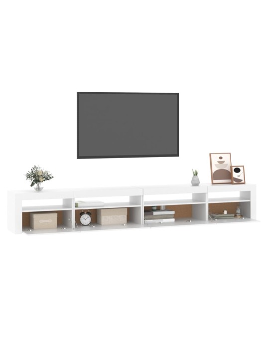 Tv skapītis ar led apgaismojumu, balts, 270x35x40 cm