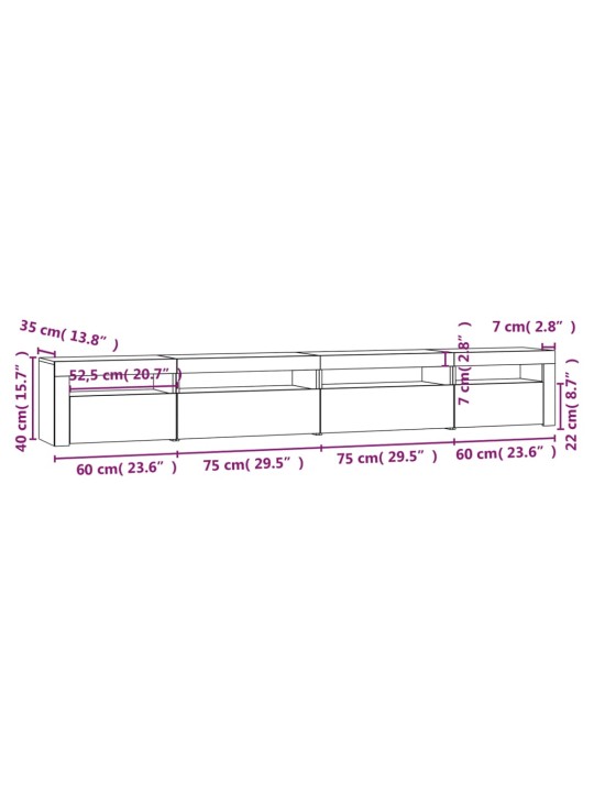 Tv skapītis ar led apgaismojumu, melns, 270x35x40 cm