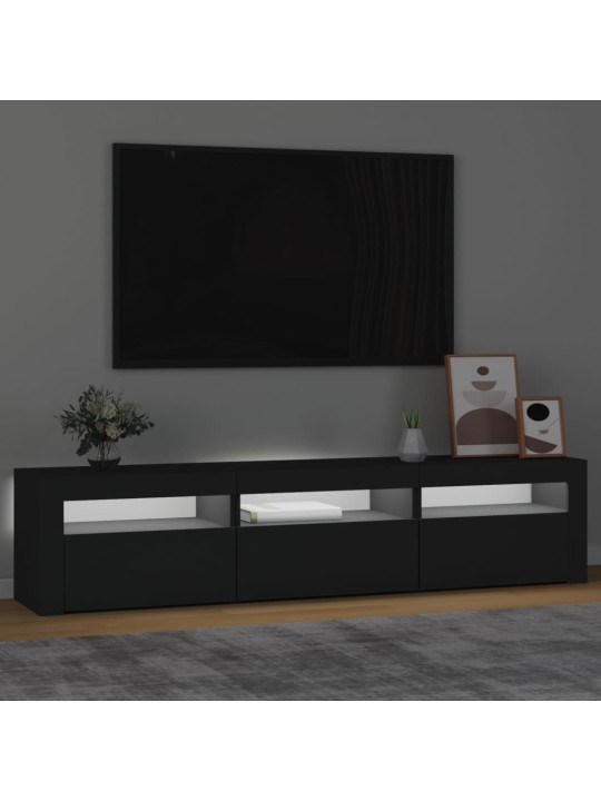 Tv skapītis ar led apgaismojumu, melns, 180x35x40 cm